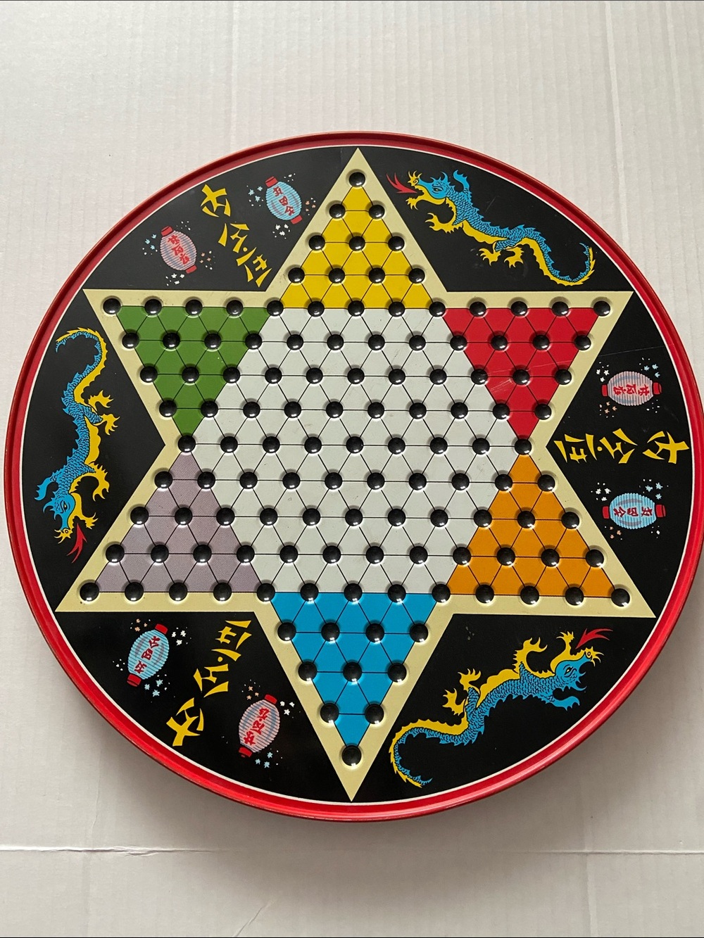 Vintage Ohio Art Chinese Checkers/Checkers 12” Tin Set -Complete!
